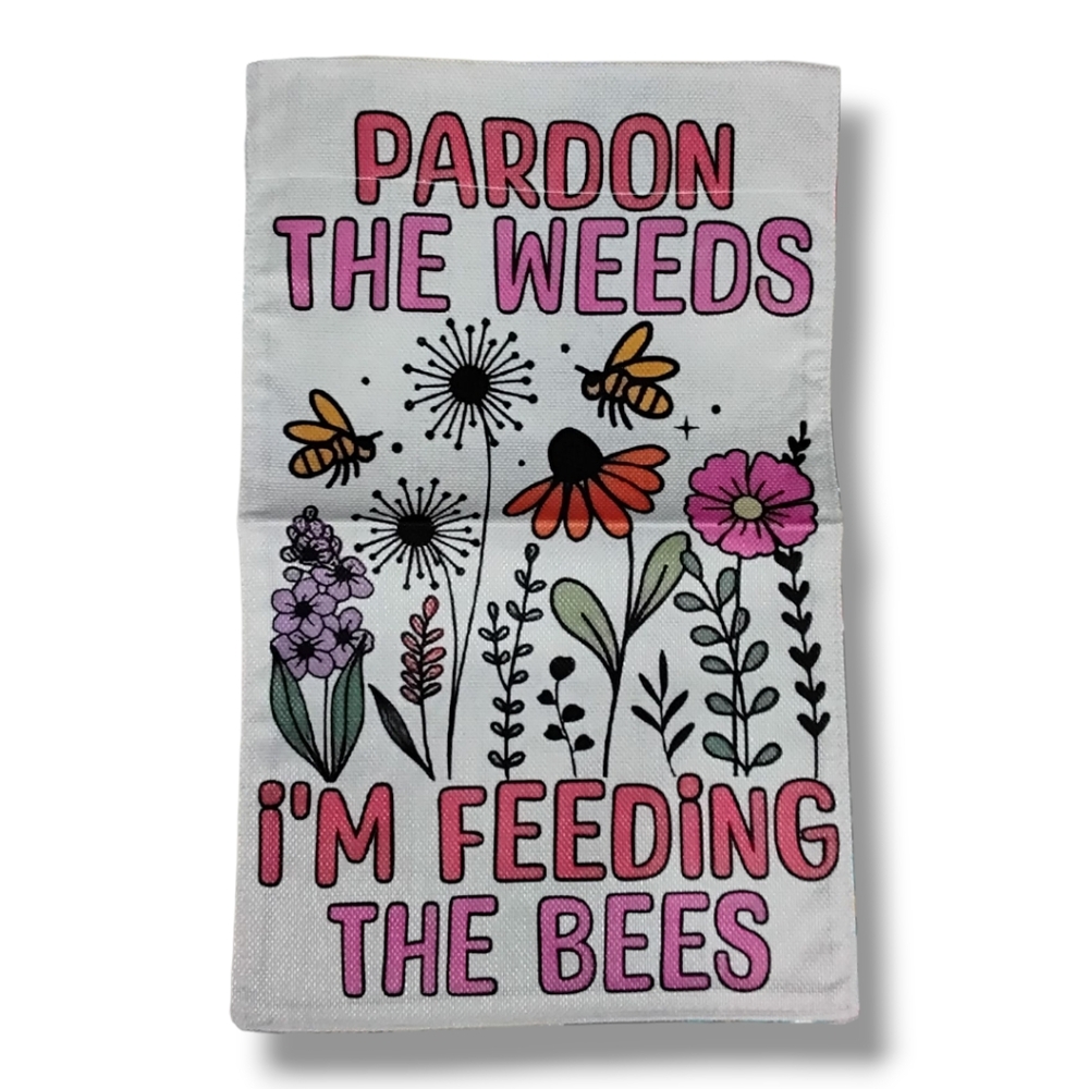 All Season Whimsical Bee and Floral Garden Flag